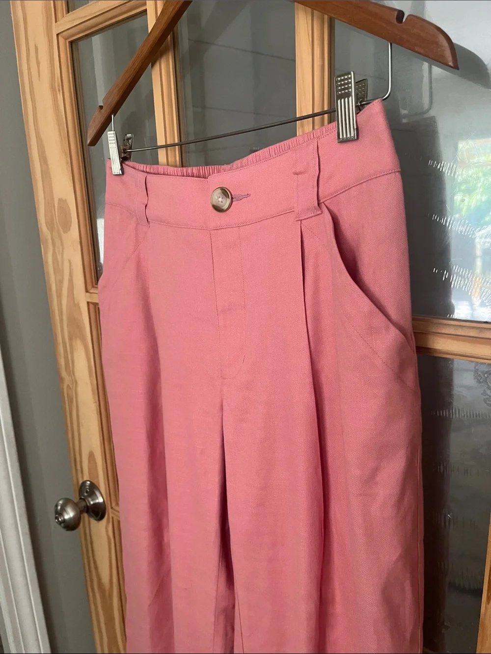 Cabi Bubblegum Pink The Cruise Crop Wide Leg Linen Pants Preppy sz small